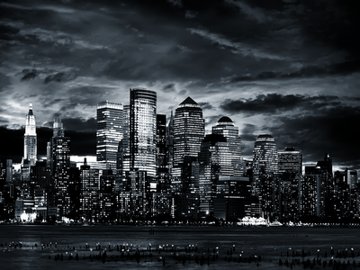 new york skyline at night black and. +skyline+night+lack+and+